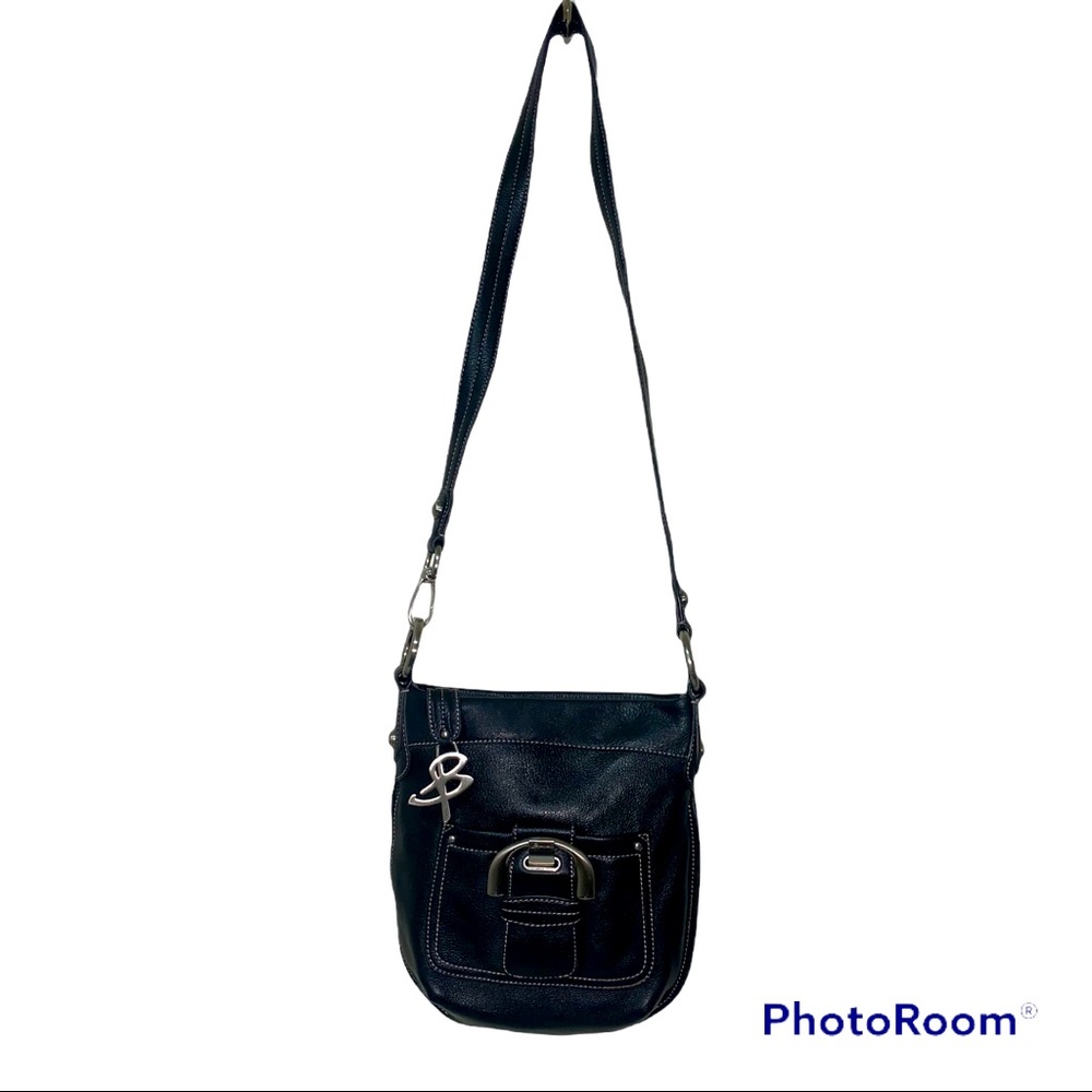 B Makowsky Black soft and smooth leather crossbody